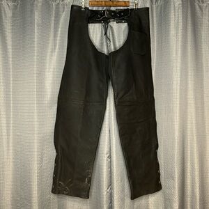 RIVER ROAD BLACK LEATHER MENS CHAPS